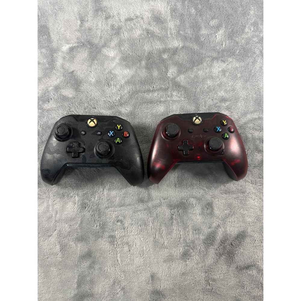 PDP Wired Controllers for Xbox One Black Camo and Translucent Red Lot of 2